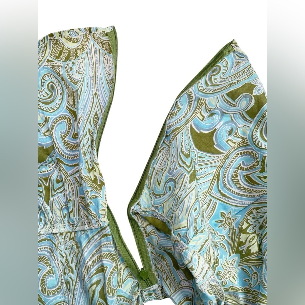 Dorothee Bis Paisley Print Green and Blue Women's Top - Picture 14 of 15